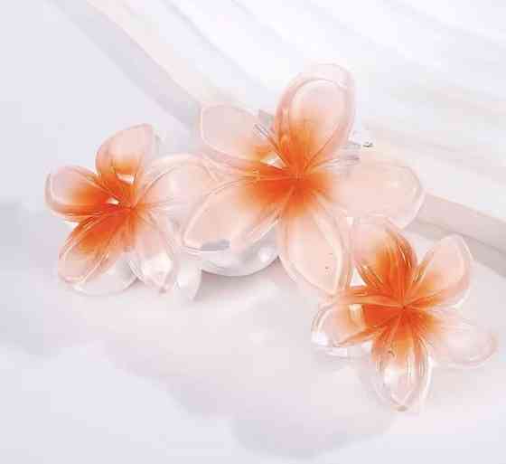 Заколка-крабик цветок 9 см Персиковый Смела