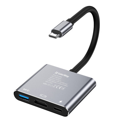Концентратор ColorWay USB-C 3-in-1 USB 3.0 + HDMI 4K + USB-C PD100W (CW-HUB08) Вінниця - фото 8
