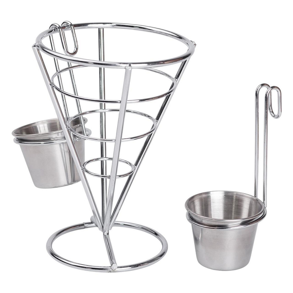 Корзинка для картошки фри и снеков с 2 соусниками 50 мл конусная 15х15х13.5 см HP-19-7 Киев - изображение 2