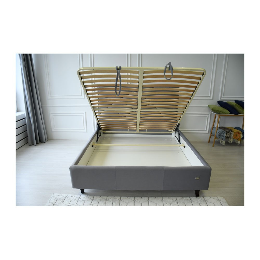 Ліжко NettaDesign Comfort з нішею для білизни на ніжках 160x200 сірий Київ - фото 2