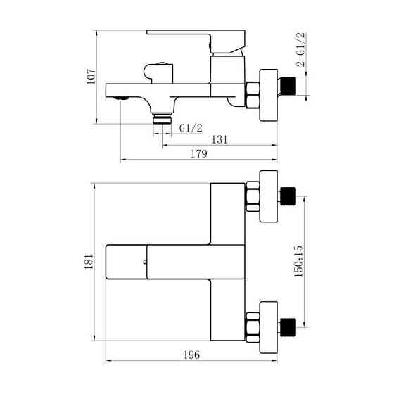 Змішувач для ванни з душовим гарнітуром Qtap Gemini QTGEM259BLM45682 Black Matt Харків