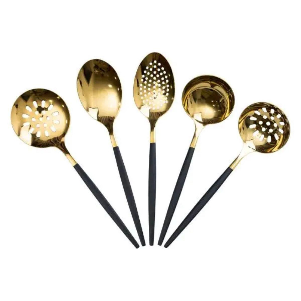 Набор золотых столовых приборов с черными ручками, 12 шт. Киев - изображение 9