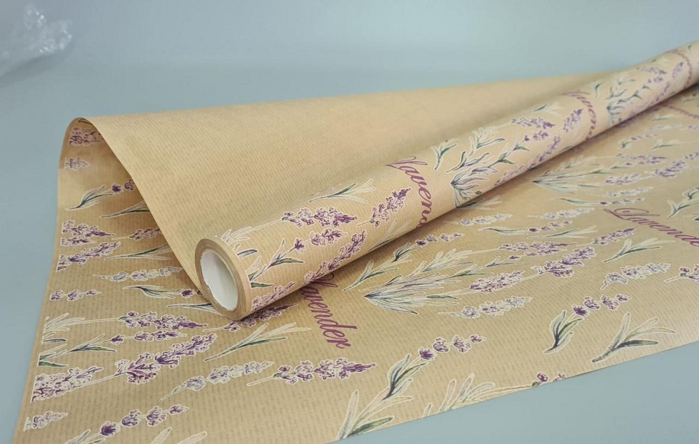Рулон 8 м бумага подарочная с печатью (38) для цветов (h680) Крафт №7 (1 шт) Харьков - изображение 3