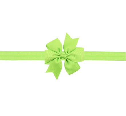Дитяча салатова пов'язка з бантиком - на резинці, окружність від 30см до 48см, бант 9см Київ - фото 1