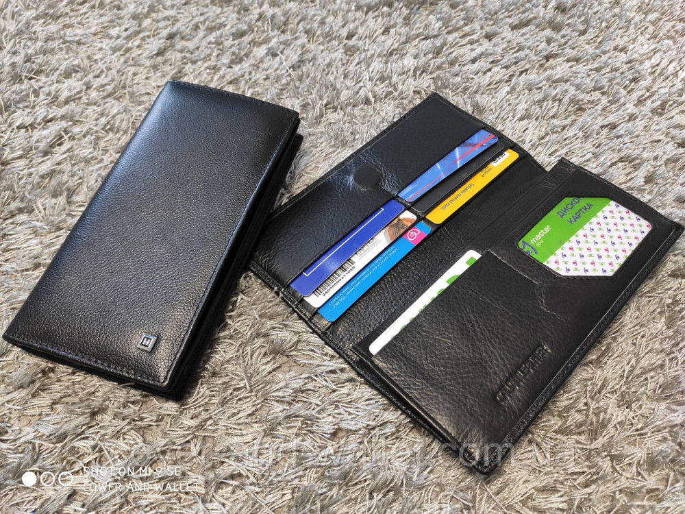 Стильный мужской кожаный купюрник на магнитах черного цвета Marco Coverna MSM 6 Киев - изображение 8