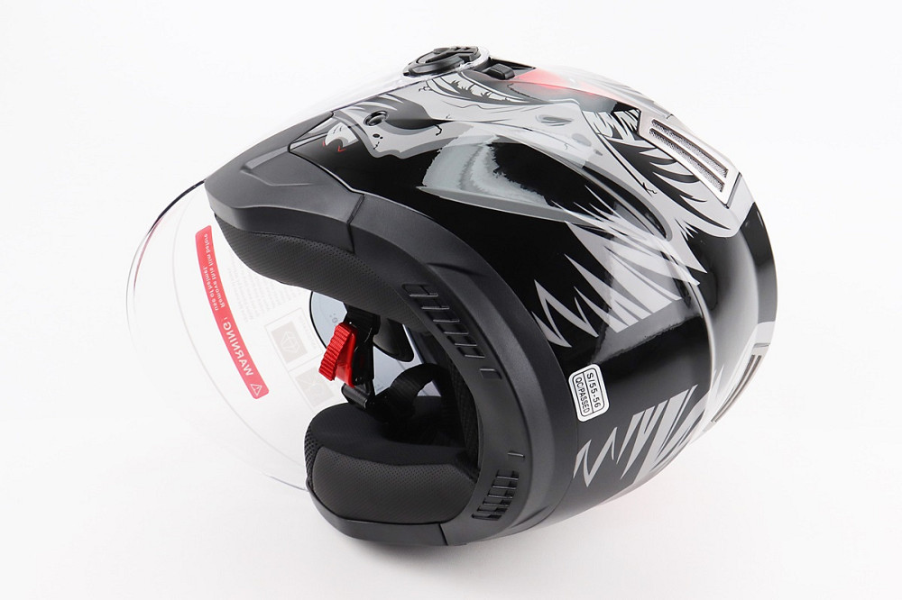 Шолом відкритий+відкидні окуляри BLD-708 S (55-56см), ЧОРНО-ЧЕРВОНИЙ "Raptor" Киев - изображение 2