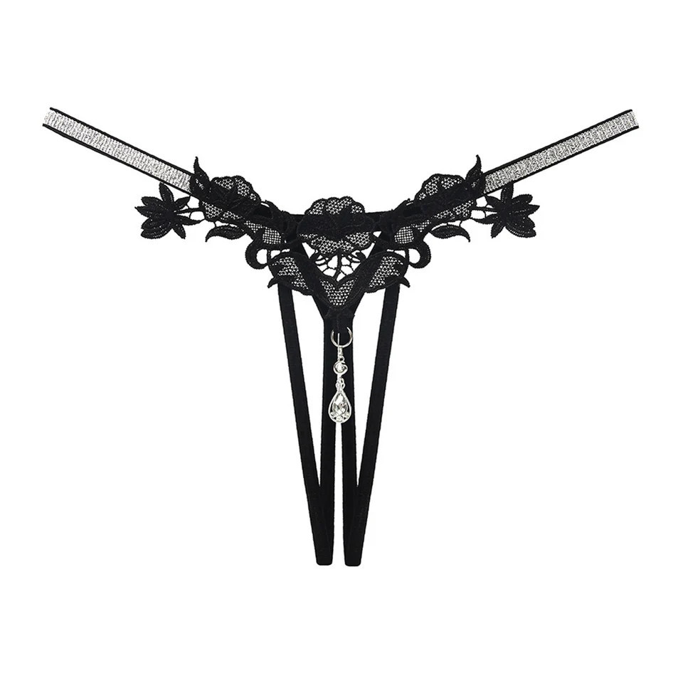 Труси жіночі еротичні з люрексом one size чорний Київ - фото 2