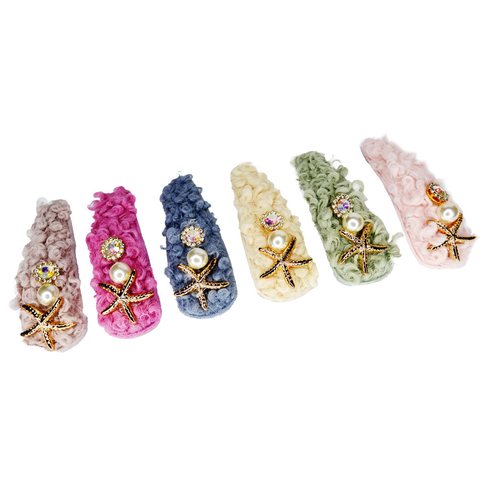 Затискач-хлопушка для волосся "Хутро із зіркою" 1200-194, 6 штук Вінниця - фото 1