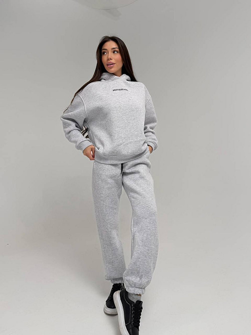 Жіночий стильний спортивний костюм-двійка: худі + штани, тринитка Пен'є на флісі турція Меланж, 42/44 Одеса - фото 3