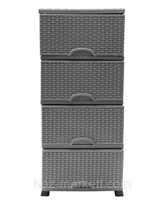 Тумба пластикова ротанг на 4 ящики сіра Туреччина Харків - фото 3
