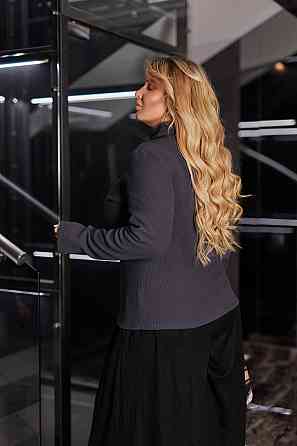 Жіночий теплий гольф в рубчик "Cool" оптом | Норма Графіт, 42-44 Київ