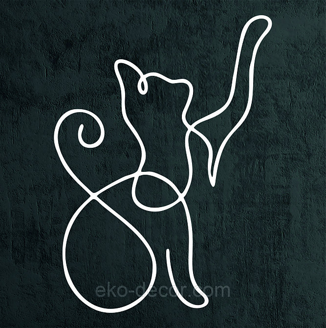 Декоративное настенное 3D Панно «Кот» Декор на стену с объемом 90*66 см, Белый Киев - изображение 6