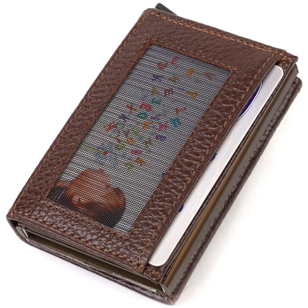 Мужской картхолдер в три сложения с автоматическим механизмом из натуральной кожи флотар (CANPELLINI) Киев - изображение 9