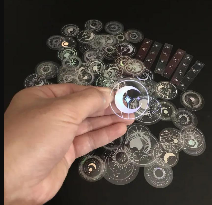 Голографические блестящие наклейки на солнце, Луна, планета.Стикеры. 35 шт. Киев - изображение 4