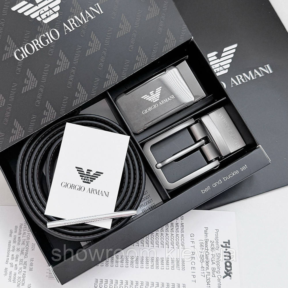 УЦЕНКА!!! Мужской кожаный ремень с двумя пряжками, подарочная упаковка GA (314) Киев - изображение 1