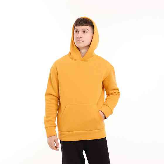 Теплое мужское худи на флисе с капюшоном жёлтое Pobedov 008 ЗИМА Киев