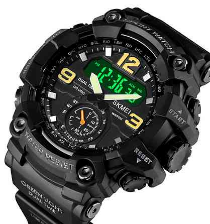 Мужские спортивные наручные часы Skmei 1637 водонепроницаемые (Черные) Винница