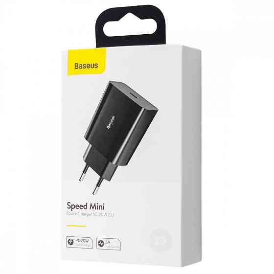 Мережевий зарядний пристрій Baseus Speed Mini PD Charger 20W 1 Type-C чорний Львів