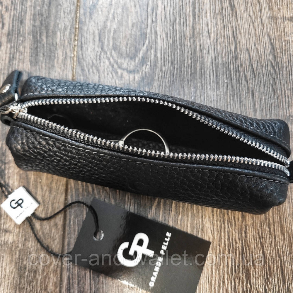 Довга чорна шкіряна ключниця ручної роботи Grande Pelle Київ - фото 3
