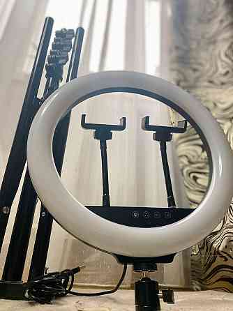 Кільцева LED лампа 26 см з тримачем для телефону, гнучкою ніжкою, регулюванням світла та пультом керування Одеса