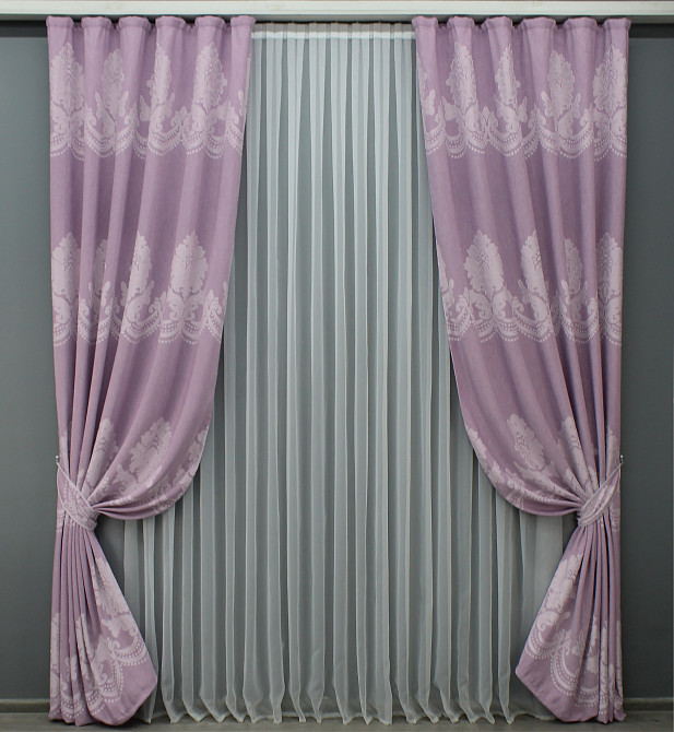 Комплект готовых штор VR-Textil Жаккард 1408ш сиреневый 150х270 см 2 шт (33-0273) Киев - изображение 2