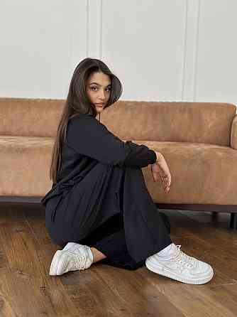 Жіночий спортивний костюм із широкими штанами Чорний XS/S Харків