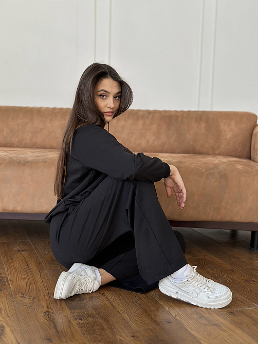 Жіночий спортивний костюм із широкими штанами Чорний XS/S Харків - фото 6