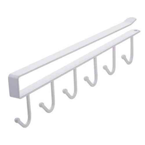 Вішак підвісний на полицю для посуду одягу, 6 гачків, метал, білий Вінниця