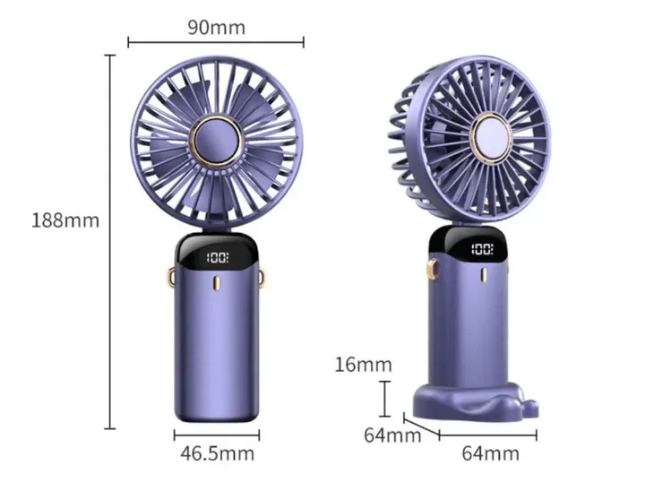 Міні ручний акумуляторний вентилятор Mini Fan з індикатором заряду на 5 швидкостей із підставкою для телефону Одеса - фото 4