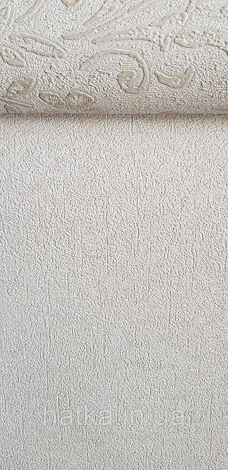 Шпалери вінілові на флізеліні Marburg Aura метрові однотонні під крихту структурні бежеві Київ - фото 3