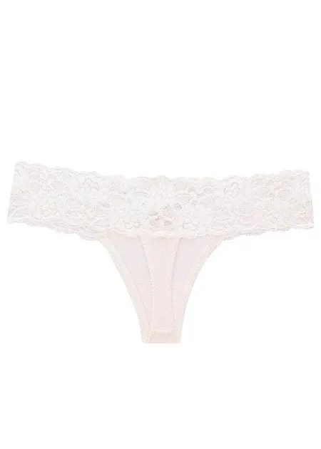 Стринги женские из хлопка с кружевным поясом цвет Шампань Marsana 01-008 M Киев - изображение 3