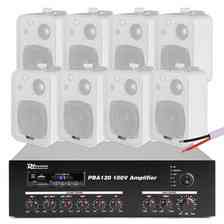 Колонка  Zestaw białych głośników do muzyki w tle 8 x 4" BV40W 100V z wzmacniaczem bluetooth Київ