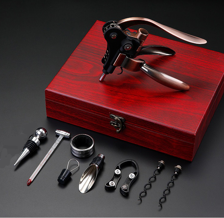 Набор сомєльє з 9 !!! предметів, набір для вина подарунковий у дерев'яному кейсі Кременчук - фото 2