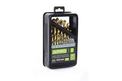 Набір свердел для металу Р6М5 титан метал бокс 1,5-6,5 мм 13 шт APRO Рівне