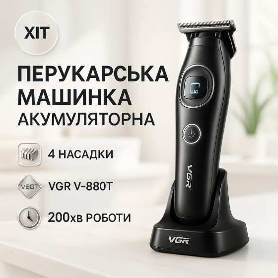 Машинка для стрижки волосся потужна VGR V-880T, Машинка для стрижки акумуляторна з насадками JX-94 Львів