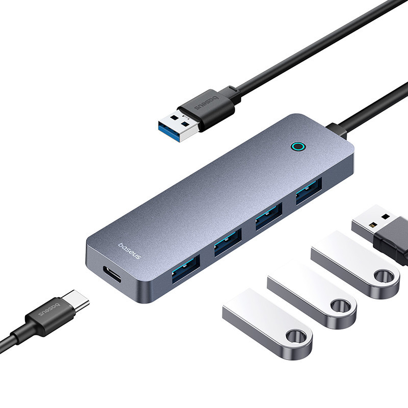 USB-хаб Baseus UltraJoy Series 4-Port HUB Lite 50cm Space Grey（USBA to USB3.0*4+Type-C5V） Одесса - изображение 7