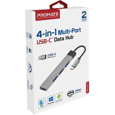 Концентратор Promate USB-C 4-in-1 порти Promate litehub-4.grey (litehub-4.grey) Винница