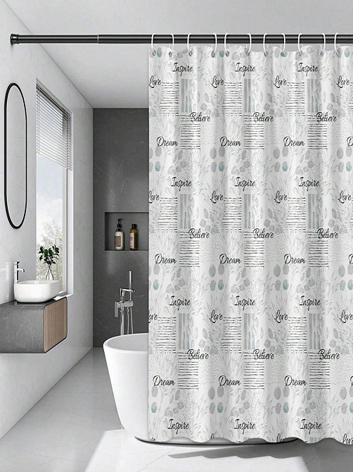 Шторка для ванной и душа 180x180 см водонепроницаемая,штора для душевой и ванной комнаты с крючками,прозрачная Каменец-Подольский - изображение 6