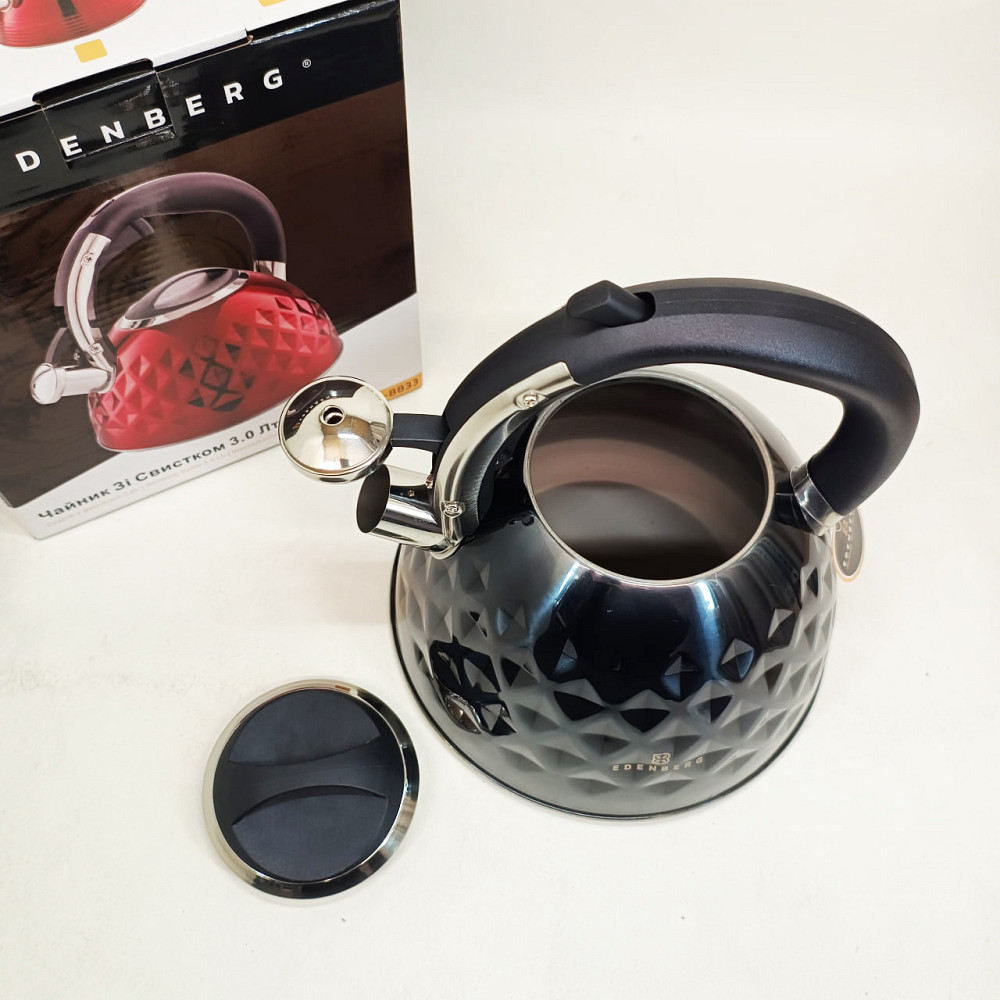 Чайник на плиту со свистком нержавейка Edenberg, Чайник для газовой плиты 3 л литра OS-55 Львов - изображение 8