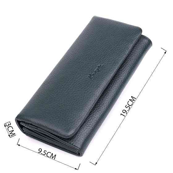 Горизонтальний жіночий гаманець з натуральної шкіри KARYA 22852 Зелений Київ