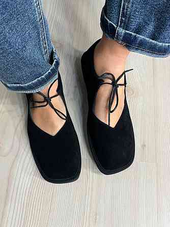 Балетки женские Meideli 0109-10 Mary Jane со шнурком натуральная замша черные, 41, 26 см Киев