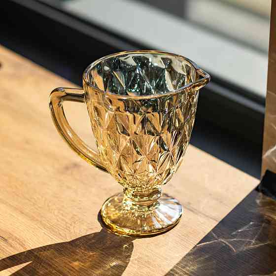 Глек для напоїв Citrine скляний 1 л HP-19-279 глечик для лимонаду лимонадник декоративний з ручкою Коломия