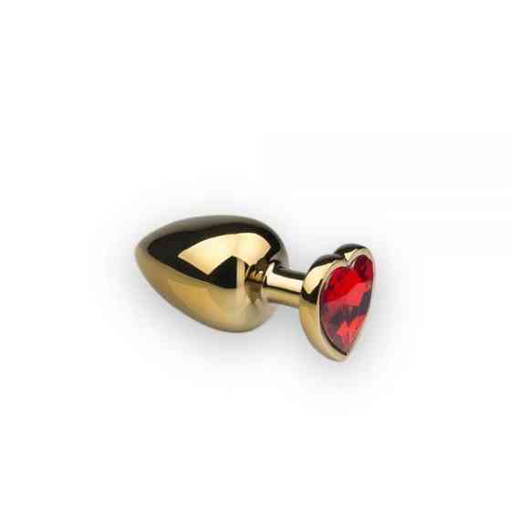 Красивий Анальна пробка Gold Heart Ruby з кристалом у формі серця M Sex Aura Київ