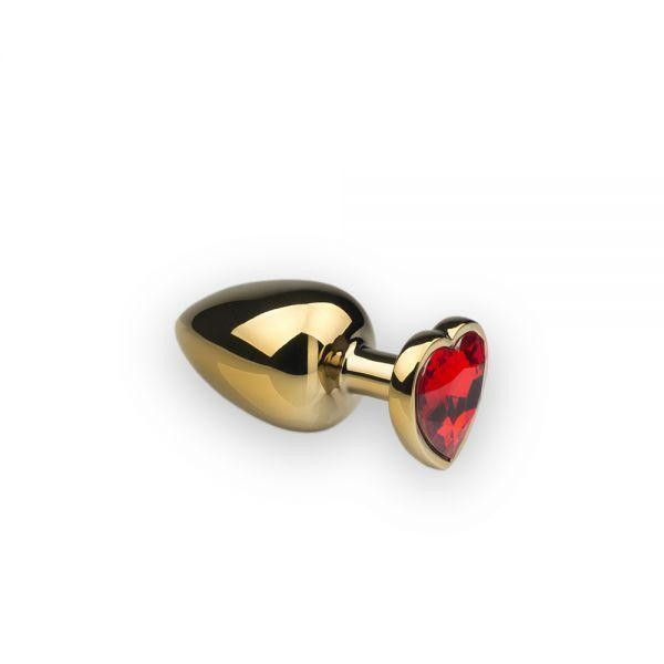 Красивий Анальна пробка Gold Heart Ruby з кристалом у формі серця M Sex Aura Київ - фото 1