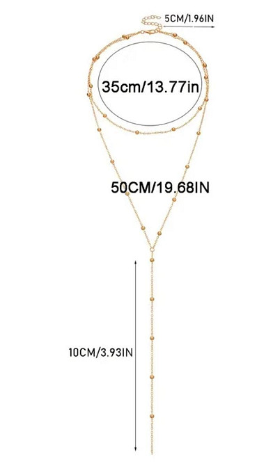 Двошарове золотисте намисто з підвісом – стильний ланцюжок у формі “Y” Київ - фото 5