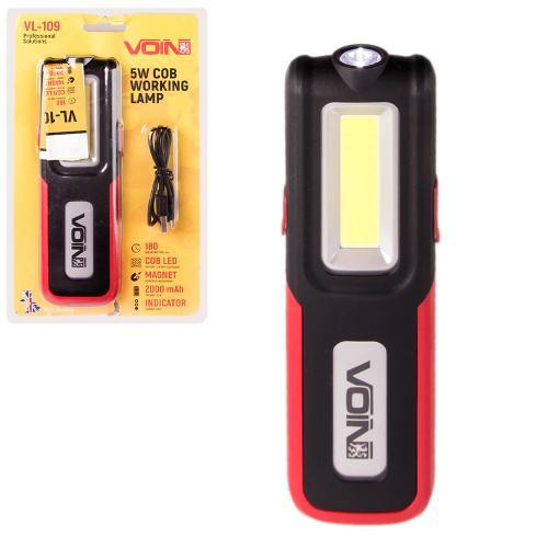 Переносной фонарь VOIN VL-109 с 5W COB и 3W XPE, Power Bank 2000mAh, магнитный держатель, индикатор заряда Харьков - изображение 1