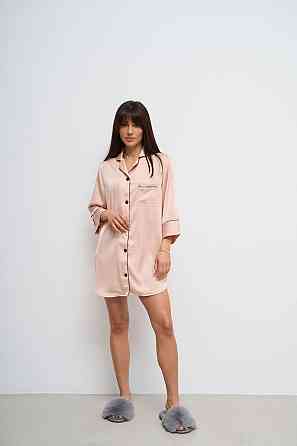 Жіноча нічна сорочка подовжена шовкова Кремовий S Харків