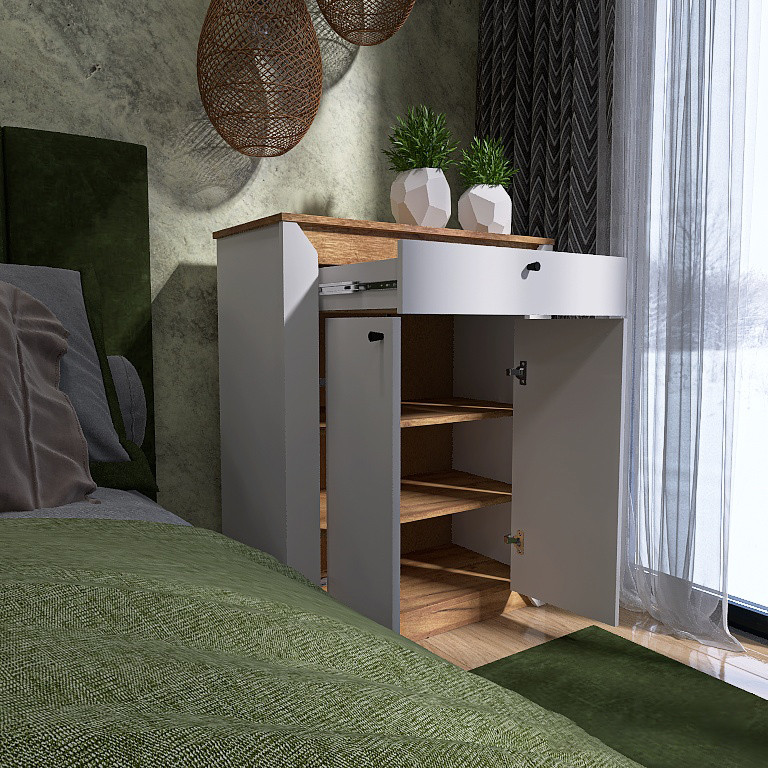 Тумба закрита Еверест Нордік-800 80х38х100 см Білий + Дуб крафт золотий (DTM-5529) Львів - фото 6