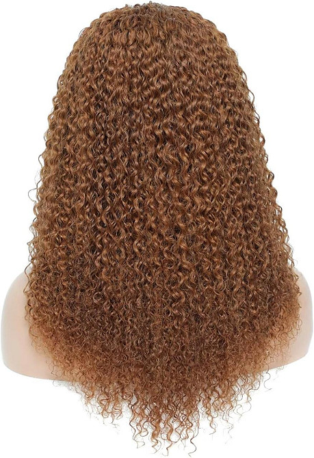 Перука кучерява Ladiary 50 см з натурального волосся з пов'язкою, світло-руда, густа, без клею, міні-афро Київ - фото 2