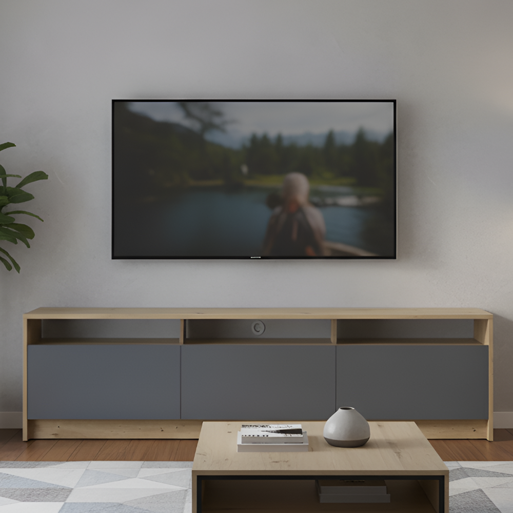 Тумба ТВ Doros U3 Дуб Артизан/Графіт ДСП 180х33х43 (DRS-011902) Львів - фото 1